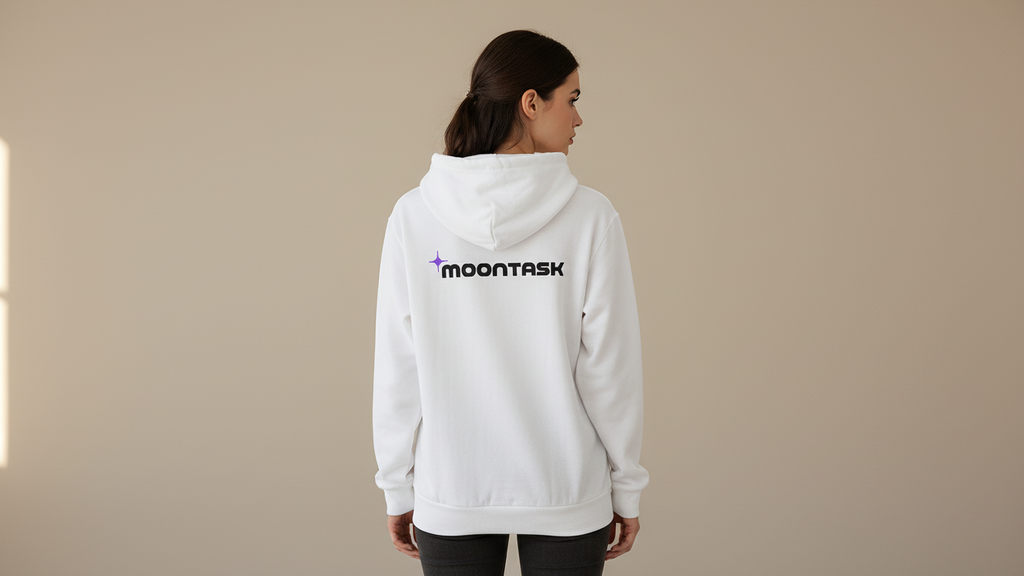 Moontask logo Hoodie | Minimal Space Logo Pullover