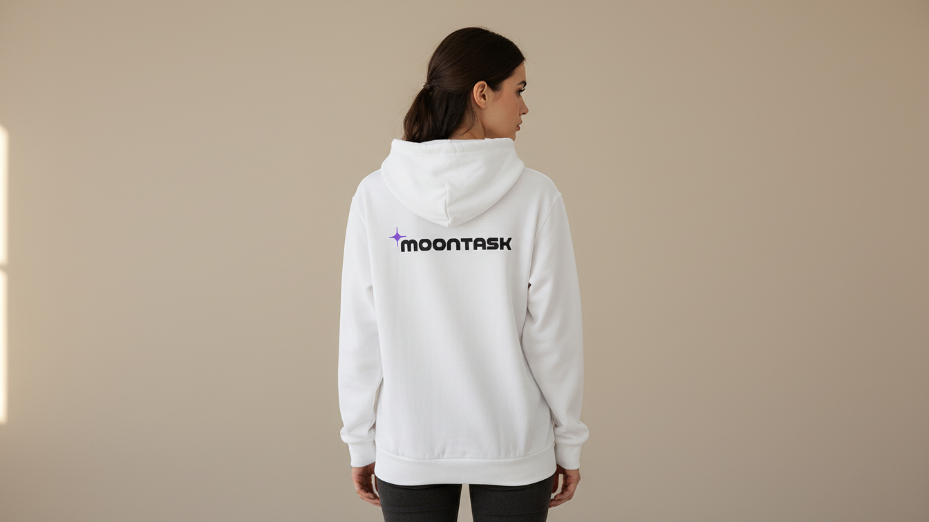 Moontask logo Hoodie | Minimal Space Logo Pullover