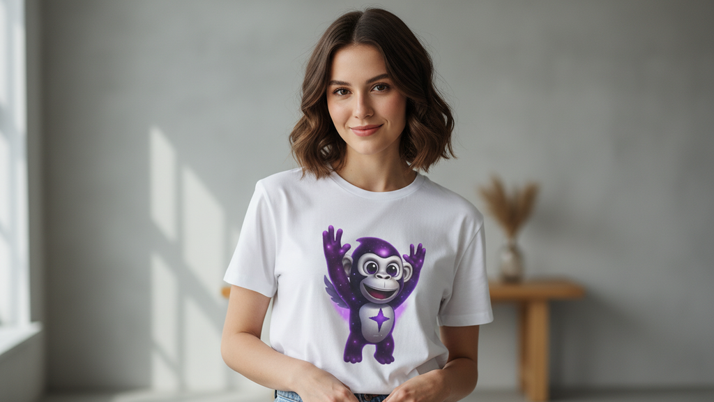 Galaxy Ape T-shirt | Space Monkey Illustration, Cute Cosmic Character