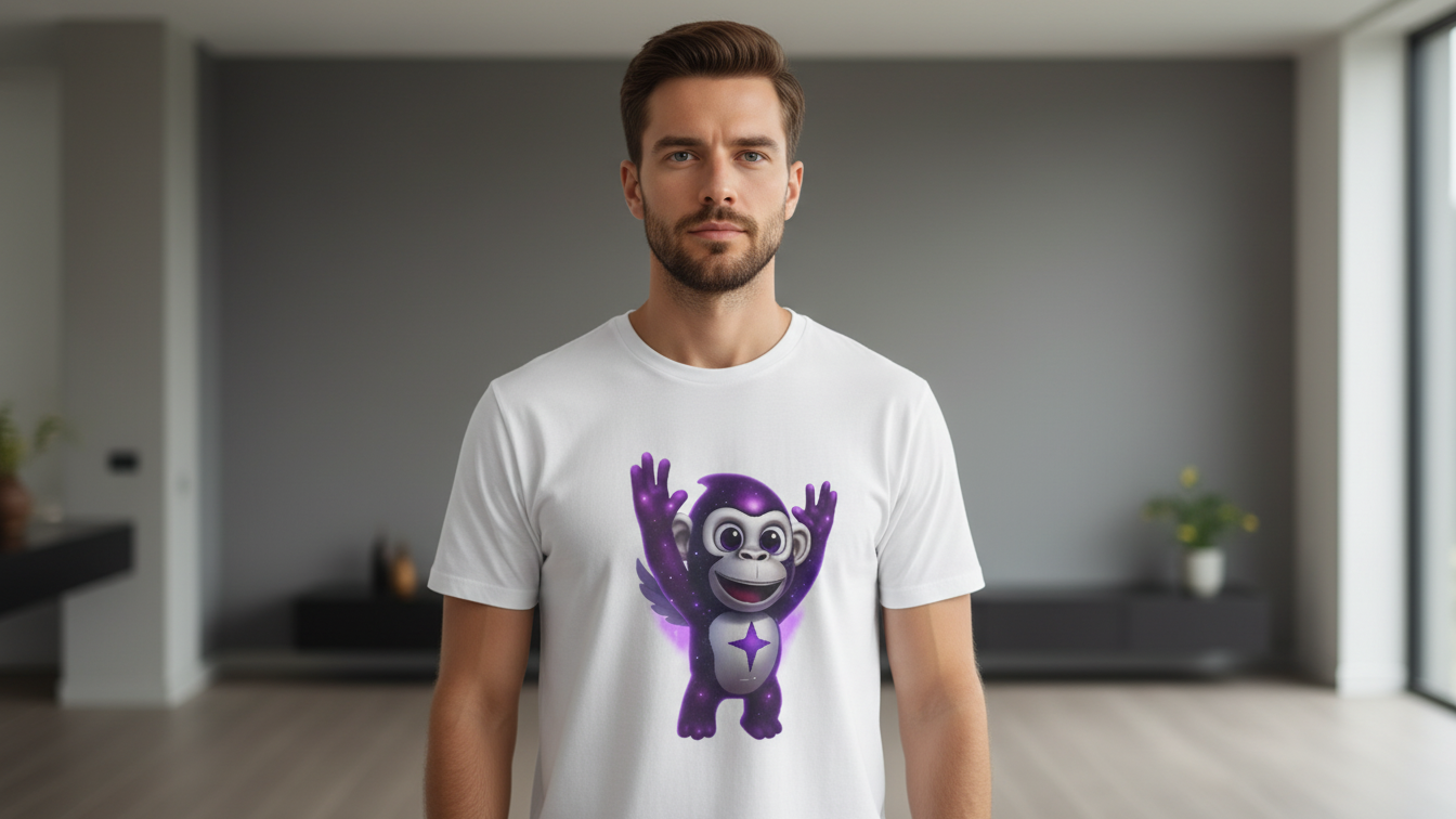 Galaxy Ape T-shirt | Space Monkey Illustration, Cute Cosmic Character