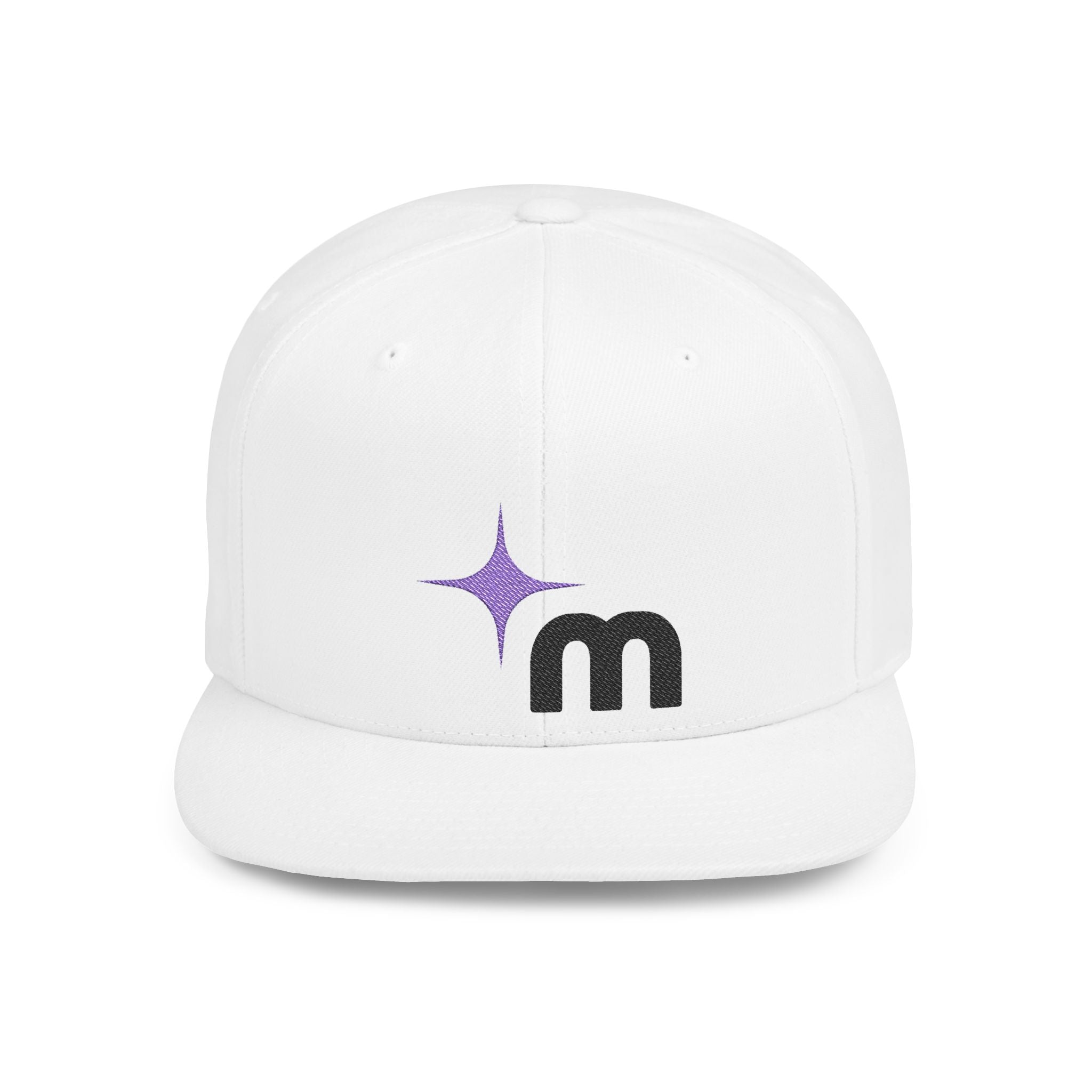 Sparkle Star M Logo Flat Bill Snapback | Embroidered Space Accent Cap