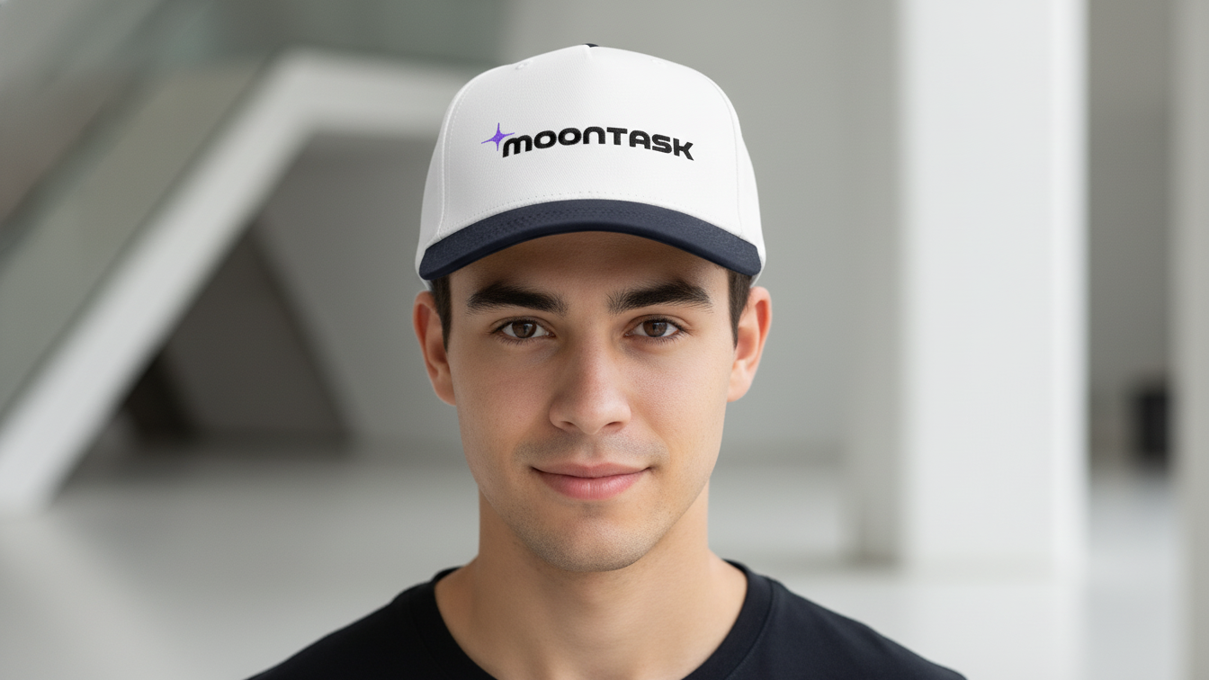 Moontask logo Mid Profile Baseball Cap | Space Star, Tech Branding