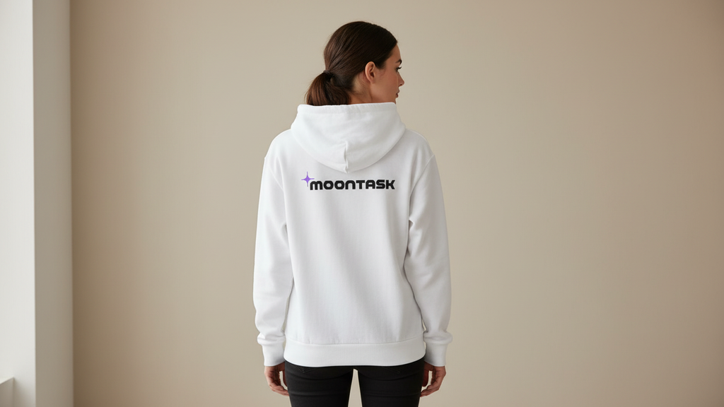 Moontask logo Hoodie | Minimal Space Logo Pullover