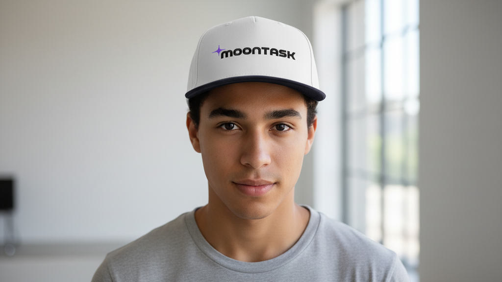 Moontask logo Mid Profile Baseball Cap | Space Star, Tech Branding