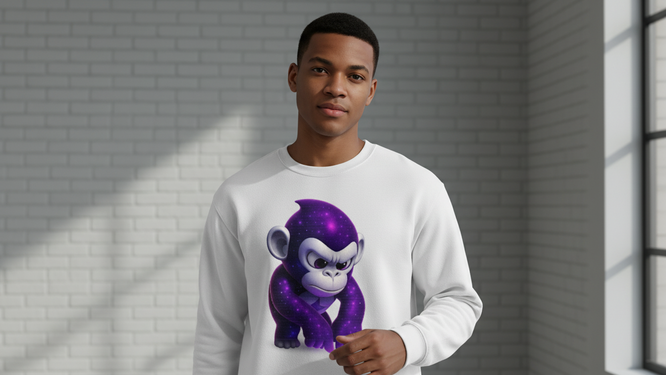 Galaxy Gorilla Crewneck Sweatshirt | Purple Space Ape Moontask