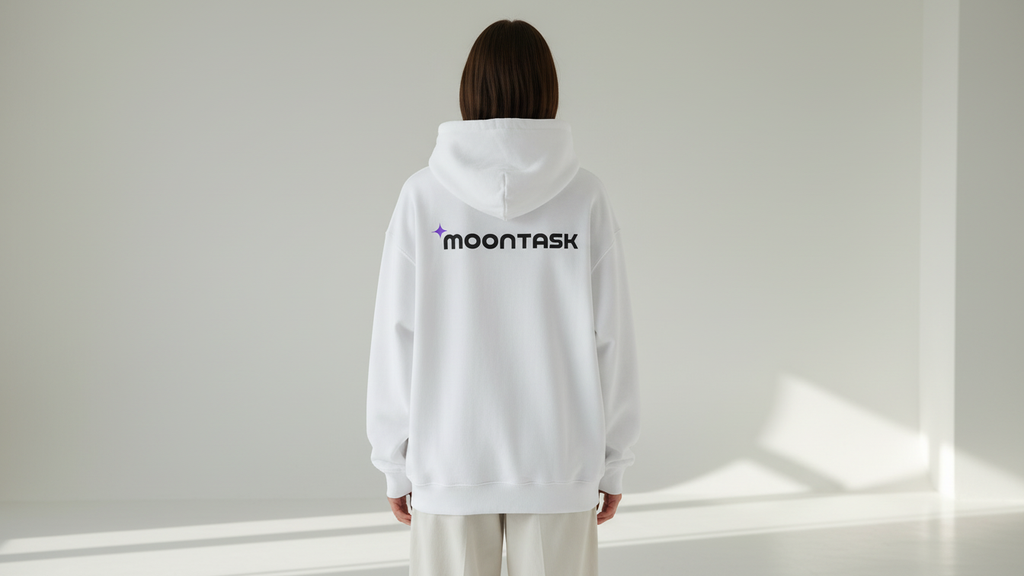 Purple Monkey Mascot Hoodie | MoonTask Logo Back