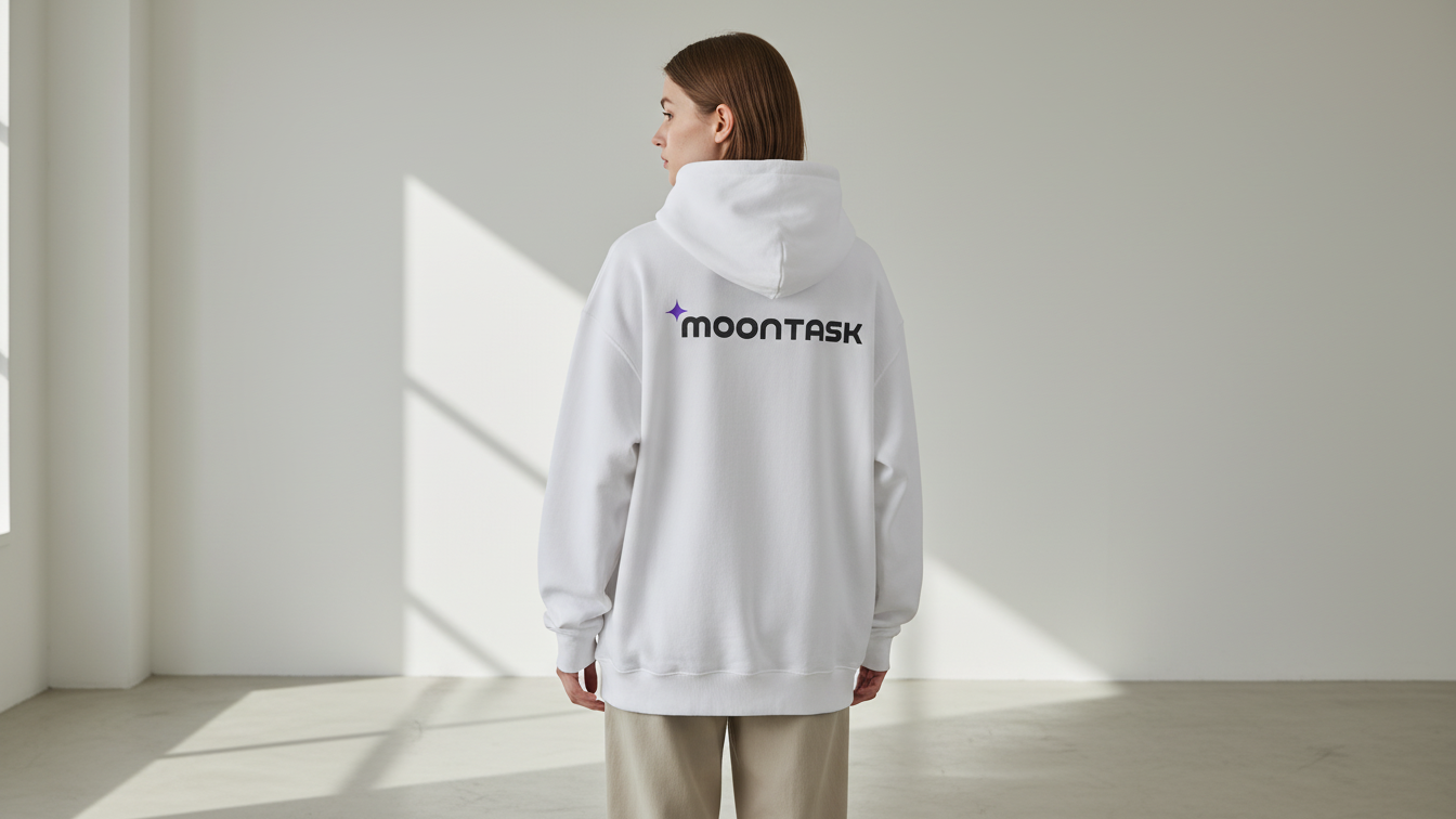 Purple Monkey Mascot Hoodie | MoonTask Logo Back