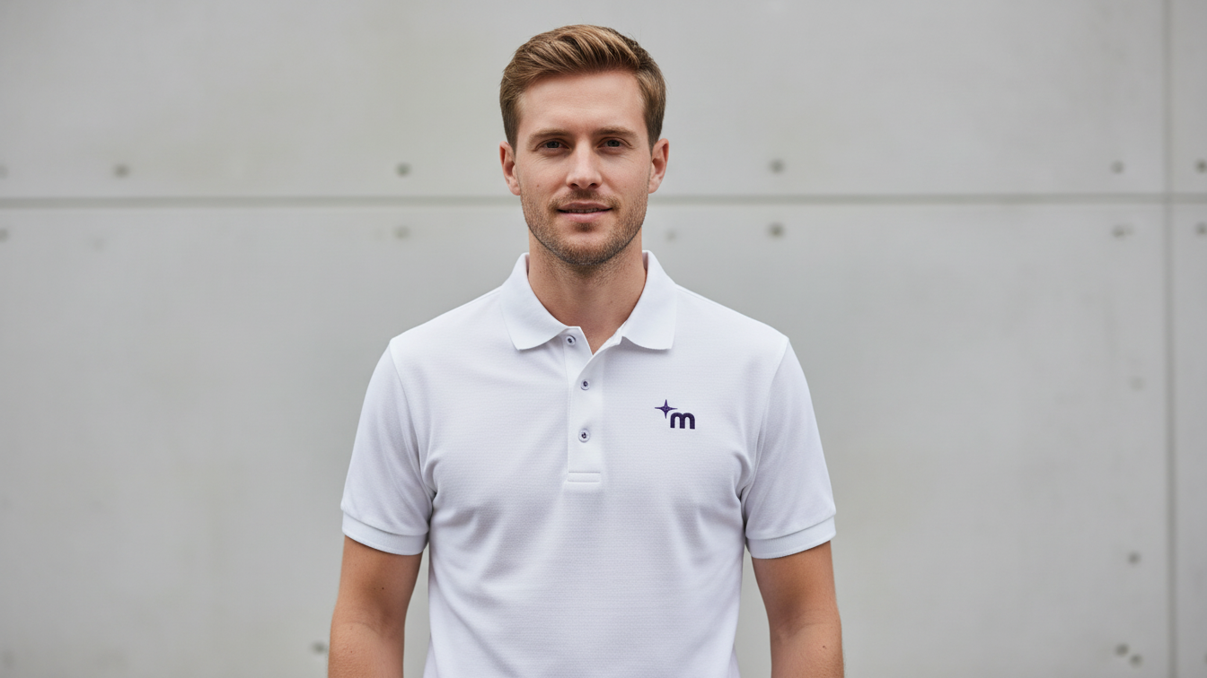 Minimal Star M Monogram Polo Shirt | Embroidered Chest Logo