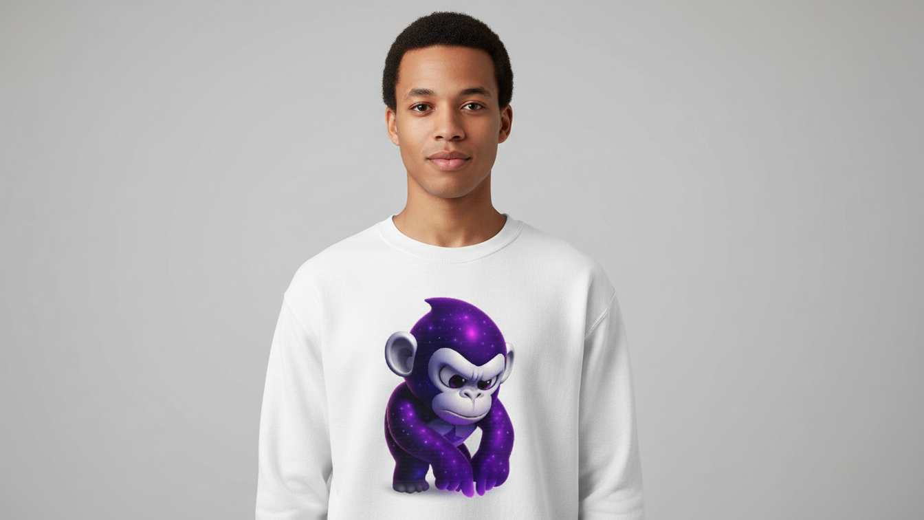 Galaxy Gorilla Crewneck Sweatshirt | Purple Space Ape Moontask